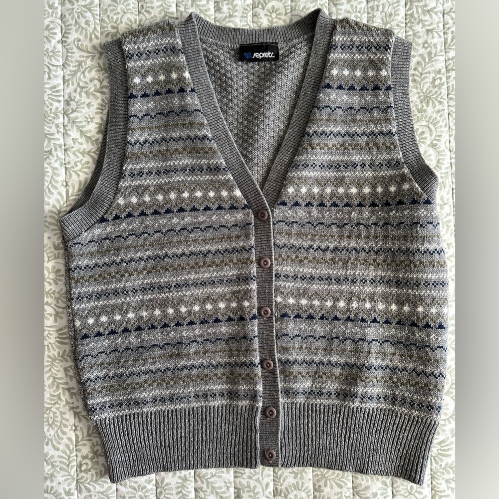Repetto Women's Grey Patterned Knit Vest